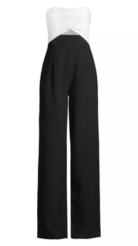 Black Halo Jada Color Block Jumpsuit in Black/Pearl