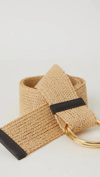 B-Low The Belt Tumble Meadow Straw Belt in Black/Gold