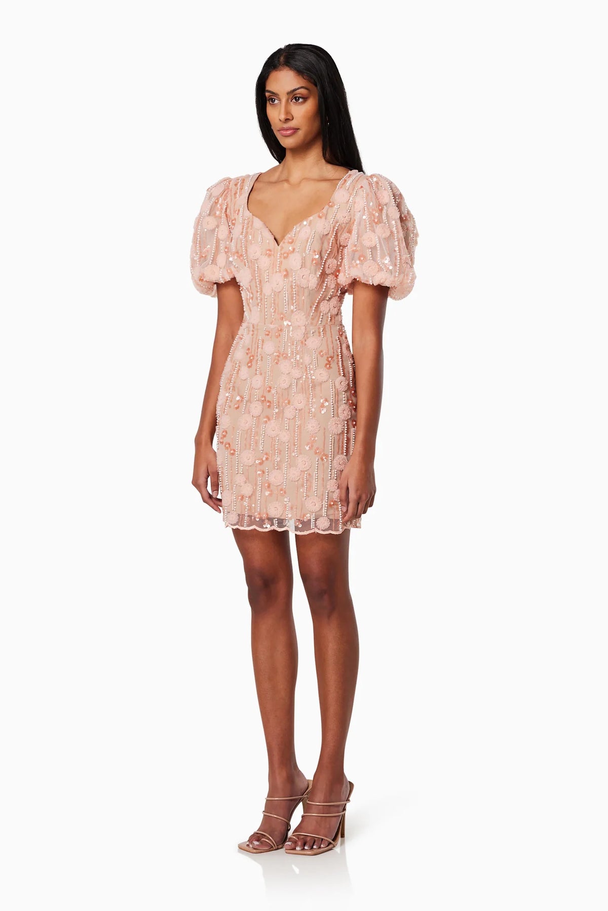 Elliatt Arles Puff Sleeve Mini Dress in Pink