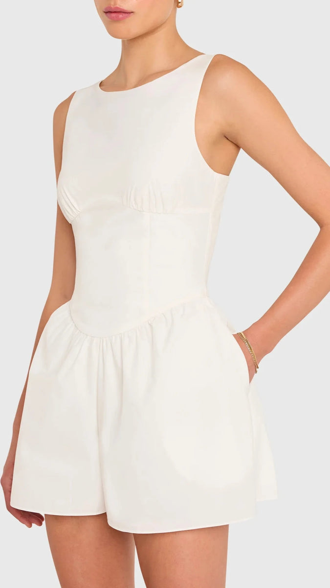 Amanda Uprichard Bellini Romper in White Suite 201 Amanda Uprichard Bellini Romper in White Suite 201