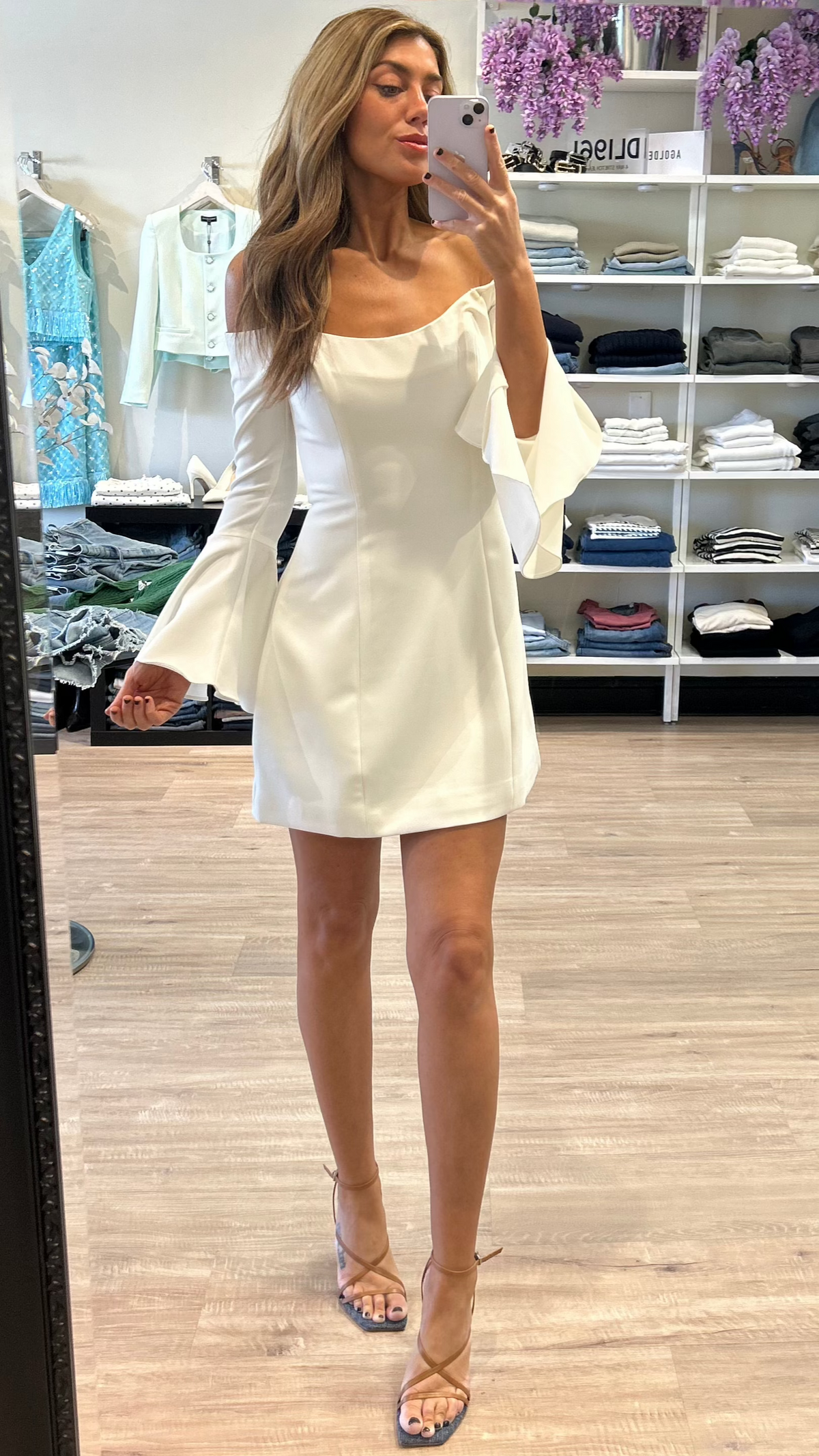 Elliatt Hazelle Off The Shoulder Mini Dress in White