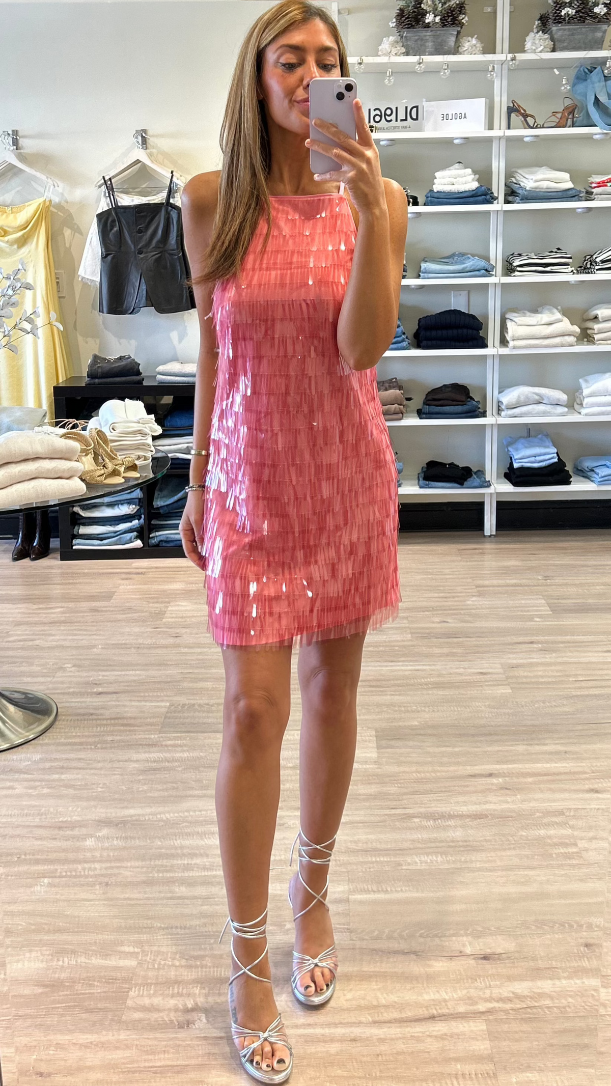 Saylor Nicki Sequin Mini in Flamingo