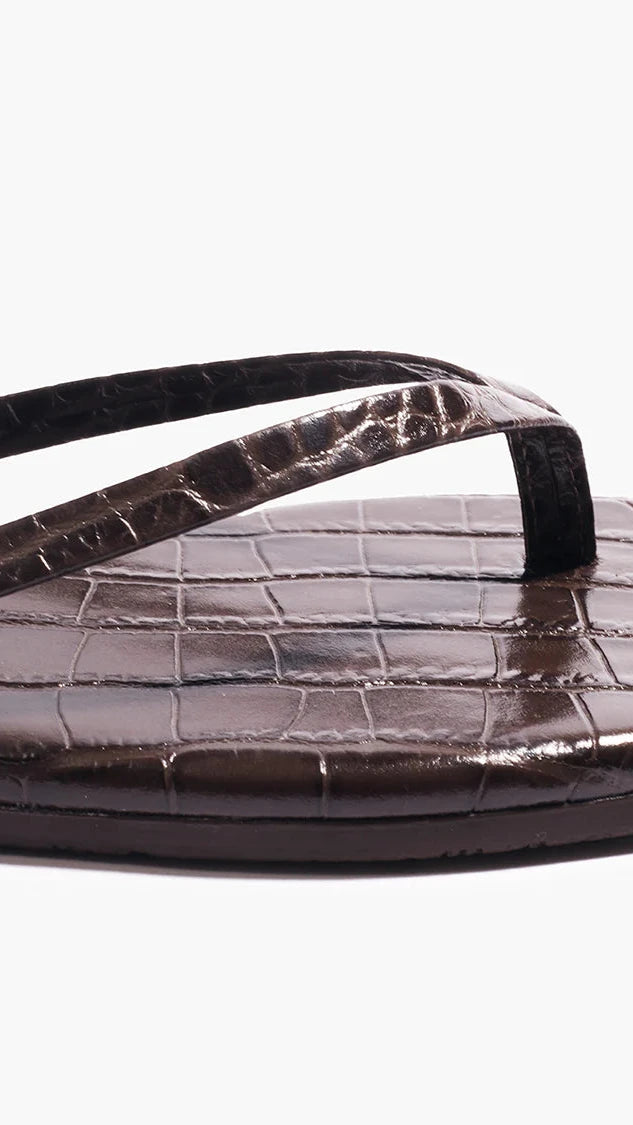 TKEES Lily Square Toe in Carob Croc Brown
