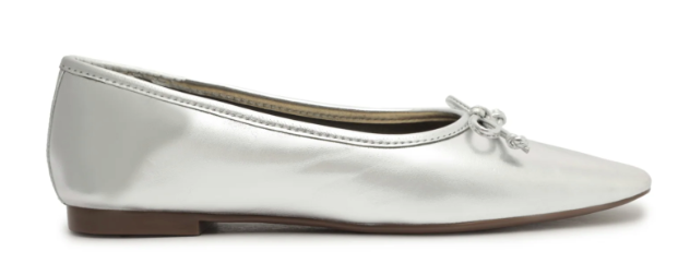Schutz Arissa Metallic Leather Ballet Flat in Silver
