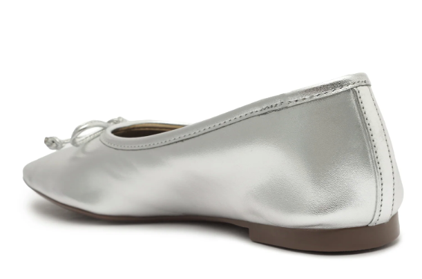 Schutz Arissa Metallic Leather Ballet Flat in Silver