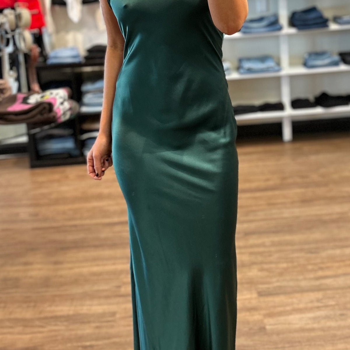 Amanda Uprichard Rainier Cowl Halter Gown in Conifer  Suite 201