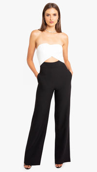 Black Halo Jada Color Block Jumpsuit in Black/Pearl