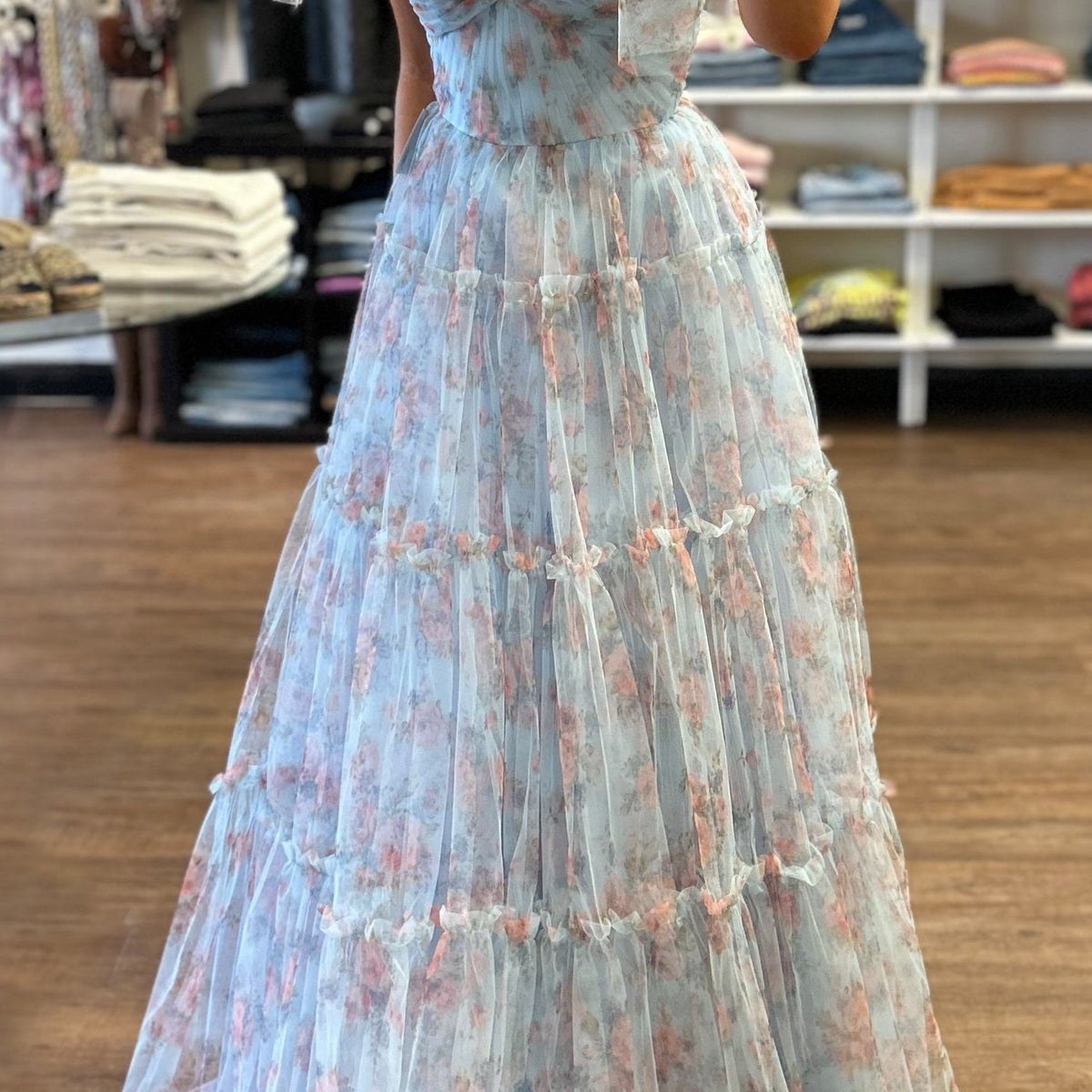 Andrea & Leo Layered Tulle Gown in Floral Suite 201 Andrea & Leo Layered Tulle Gown in Floral Suite 201