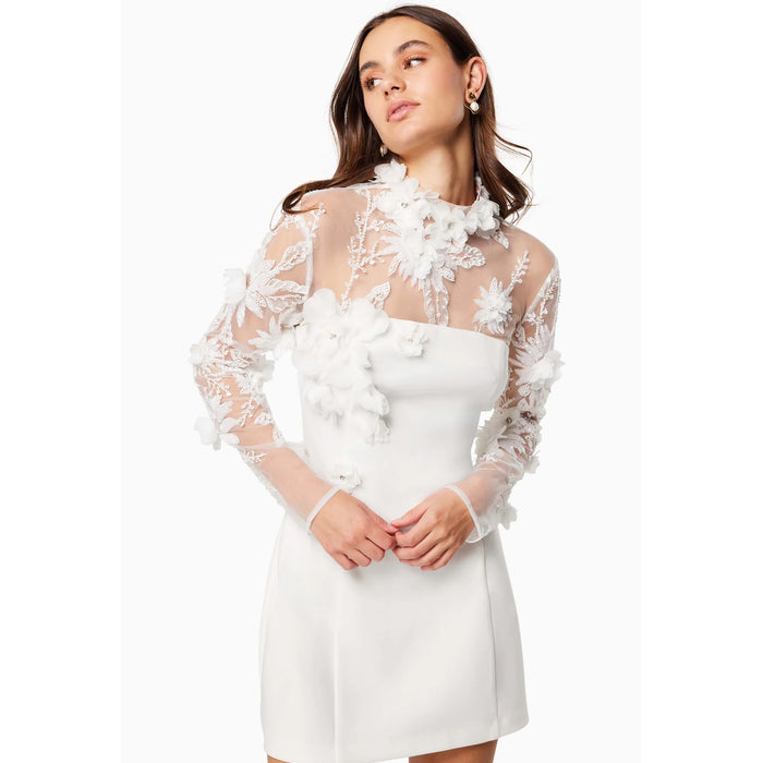 Elliatt Damaris 3D Bead Mesh Mini Dress in White