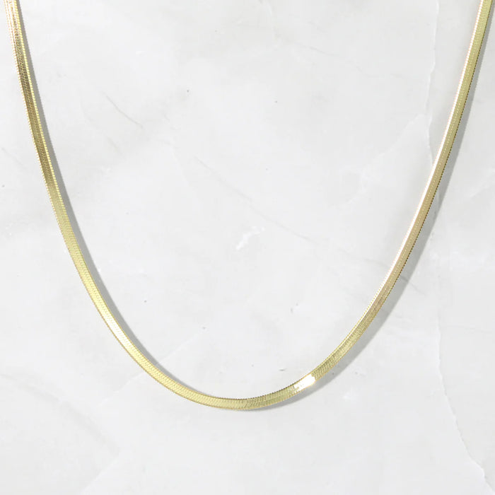 Samfa Style 2MM Herringbone Necklace in Gold