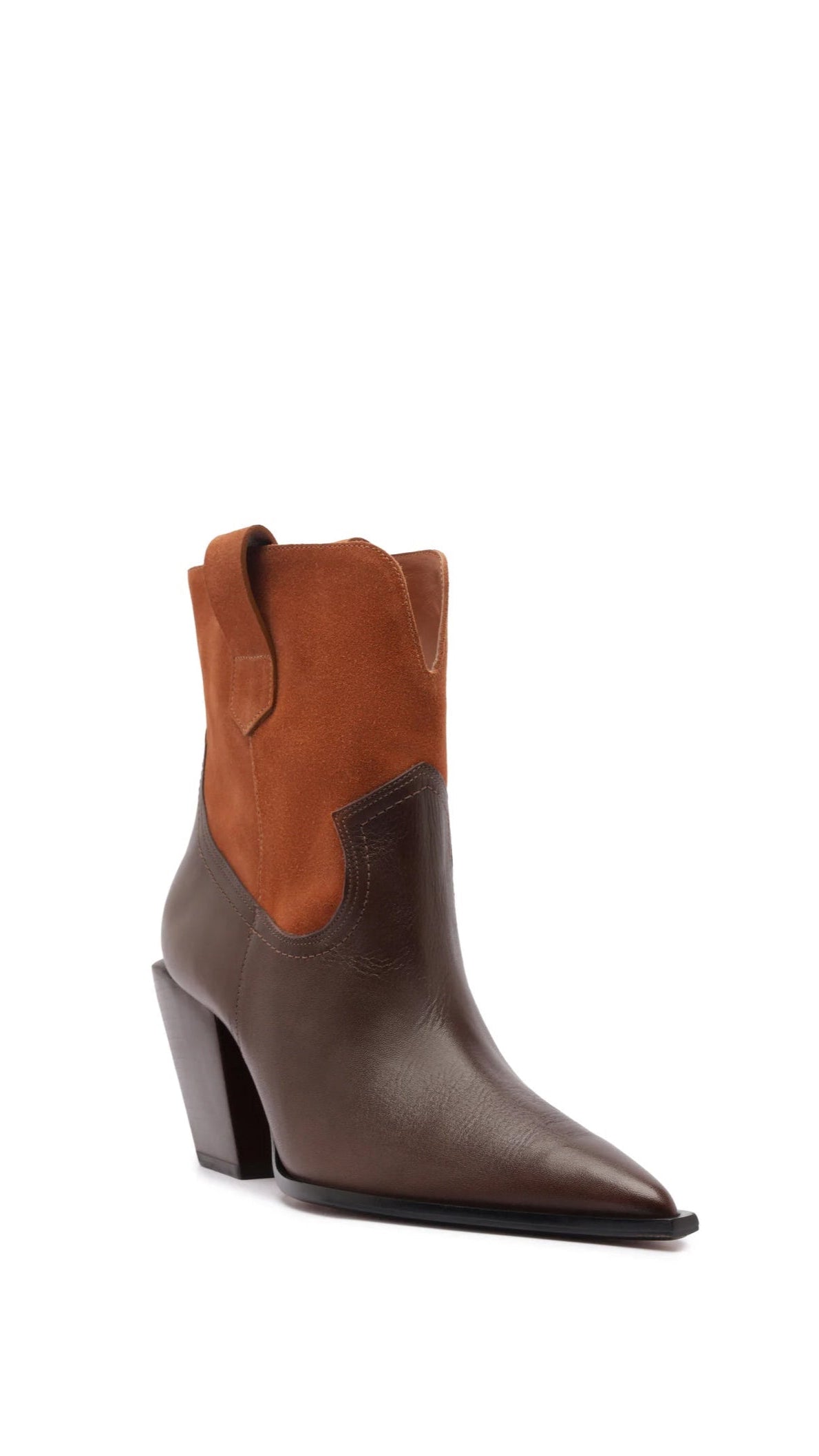 Schutz Memphis Bootie in Seal Brown/Hazel Caramel