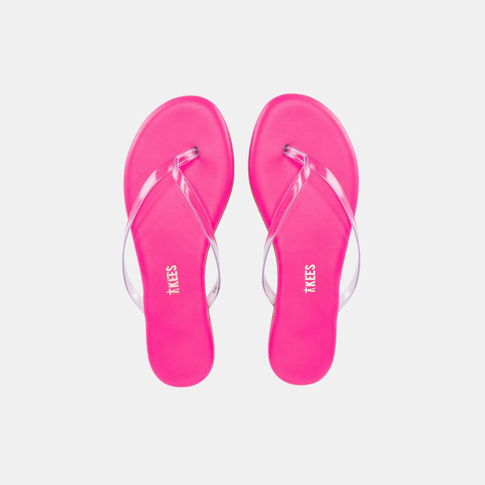 TKEES Clear Neon Pink Lil Sandal