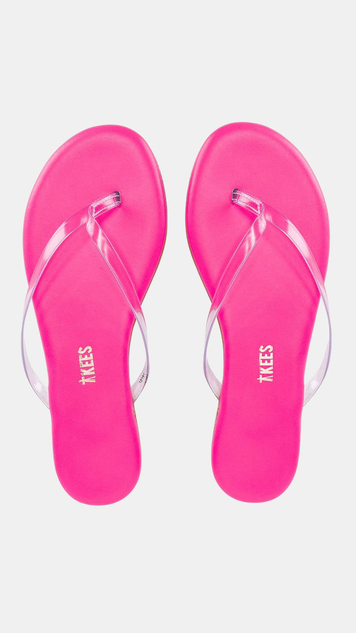 TKEES Clear Neon Pink Lil Sandal