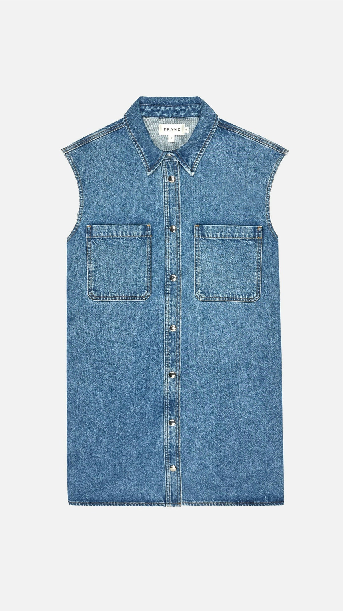 Frame Denim The Sleeveless Denim Shirt Dress