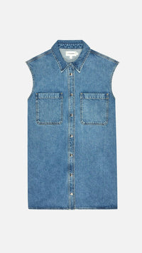Frame Denim The Sleeveless Denim Shirt Dress