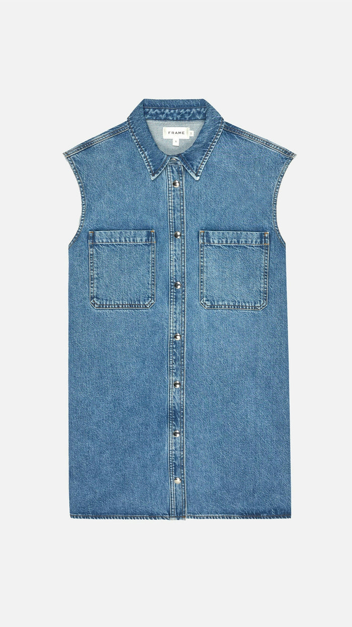 Frame Denim The Sleeveless Denim Shirt Dress