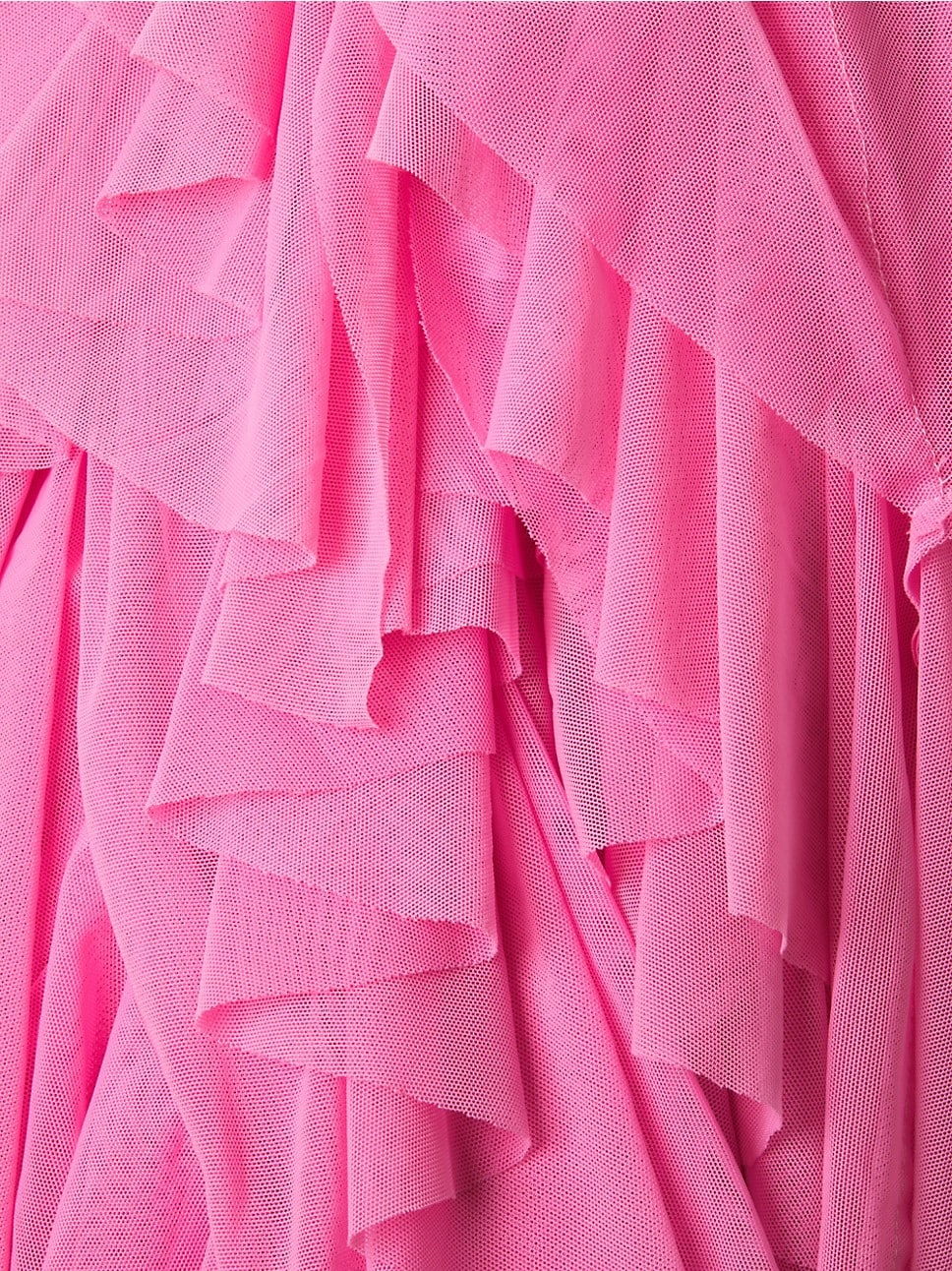 Norma Kamali Tara High-Low Ruffled Gown in Candy Pink