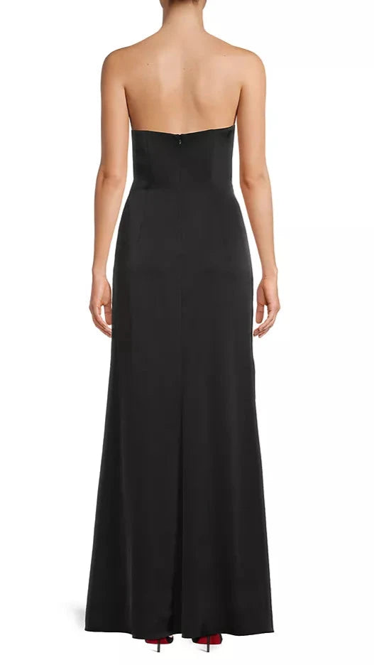 Liv Foster Satin Strapless Gown in Black – Suite 201