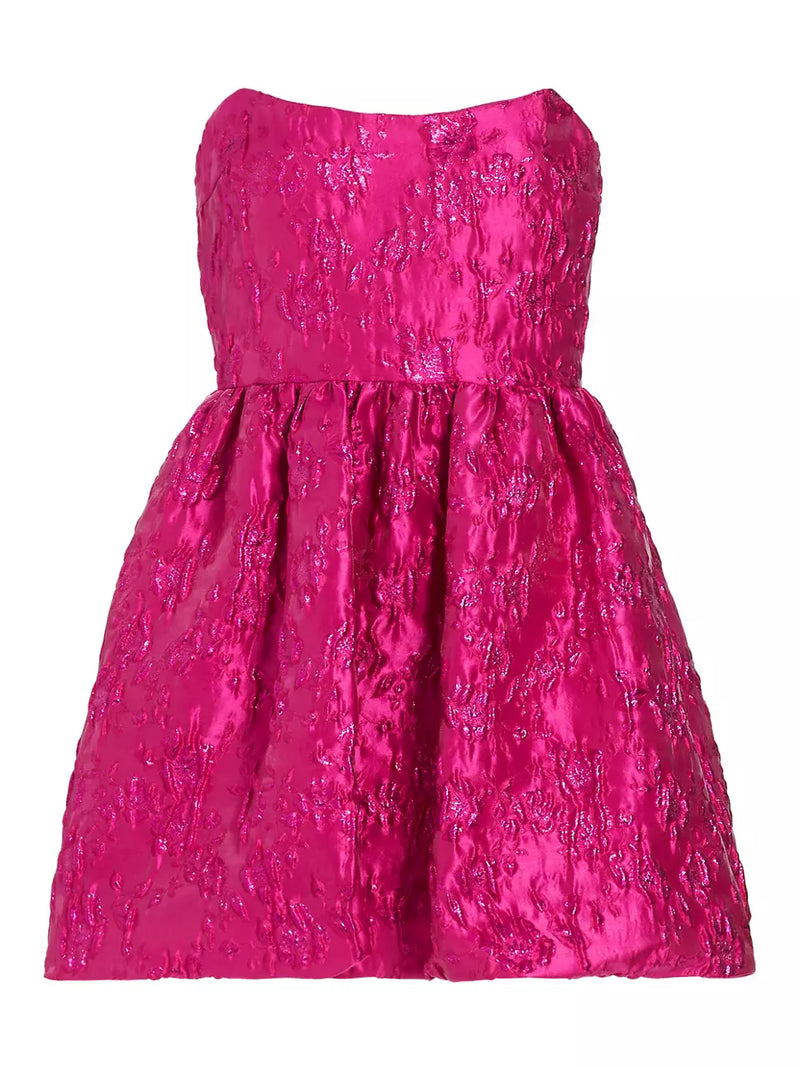 Amanda Uprichard Addison Strapless Brocade Mini Dress in Rosebud Brocade