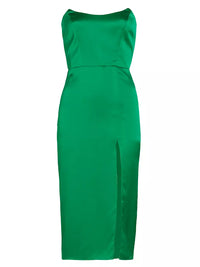 Amanda Uprichard Chamberlain Strapless Midi Dress in Dark Green
