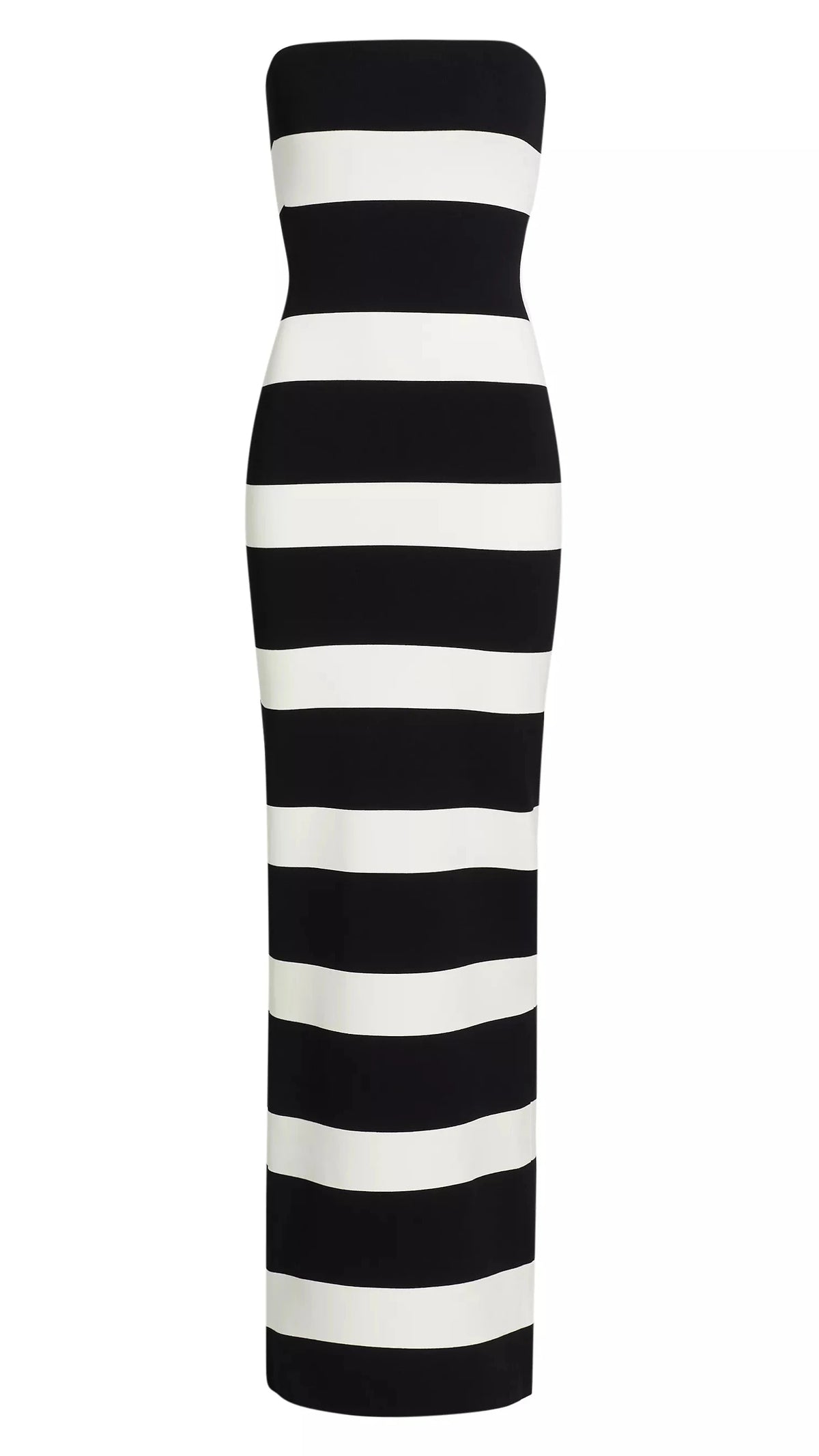 Ronny Kobo Lehua Strapless Knit Gown in Black/White Stripe