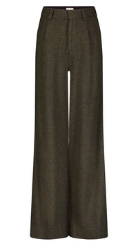 DL1961 Denim Hepburn Wide Leg High Rise Pleated 32" Pant in Evergreen