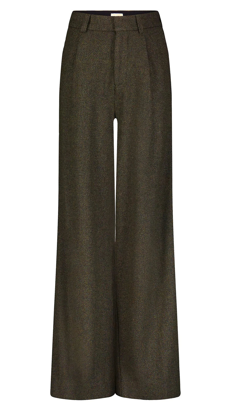 DL1961 Denim Hepburn Wide Leg High Rise Pleated 32" Pant in Evergreen