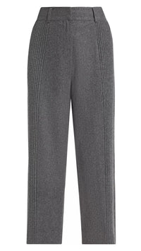 Naadam Luxe Wool-Blend Ribbed Hybrid Cropped Trousers in Granite