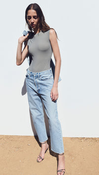 AGOLDE Aura Sleeveless Bodysuit in Aluminum