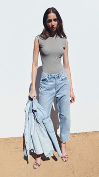 AGOLDE Aura Sleeveless Bodysuit in Aluminum