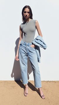 AGOLDE Aura Sleeveless Bodysuit in Aluminum