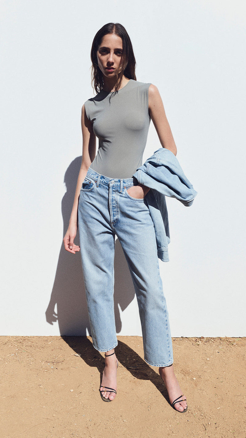 AGOLDE Aura Sleeveless Bodysuit in Aluminum