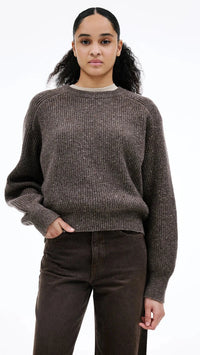 SLVRLAKE Florence Cinch Crew Sweater in Walnut