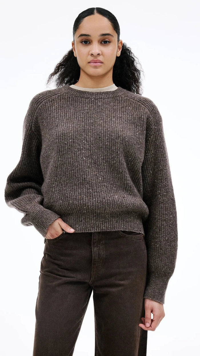 SLVRLAKE Florence Cinch Crew Sweater in Walnut