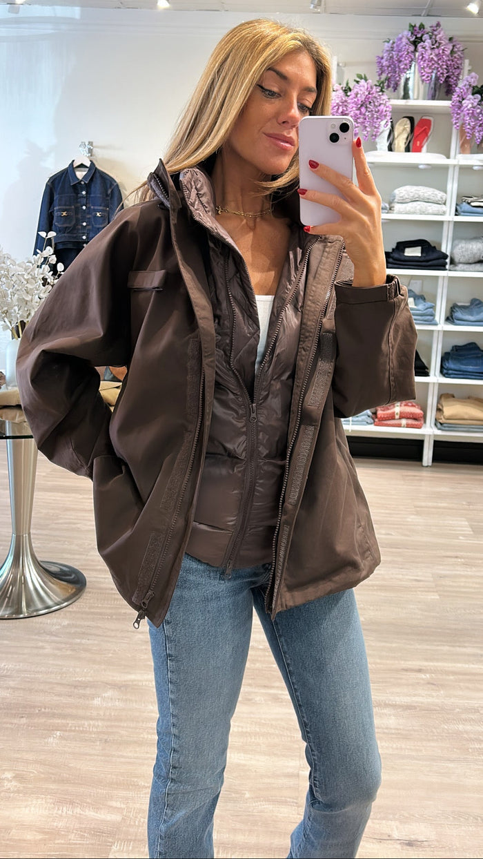 Line and Dot Forest Anorak Jacket in Choco