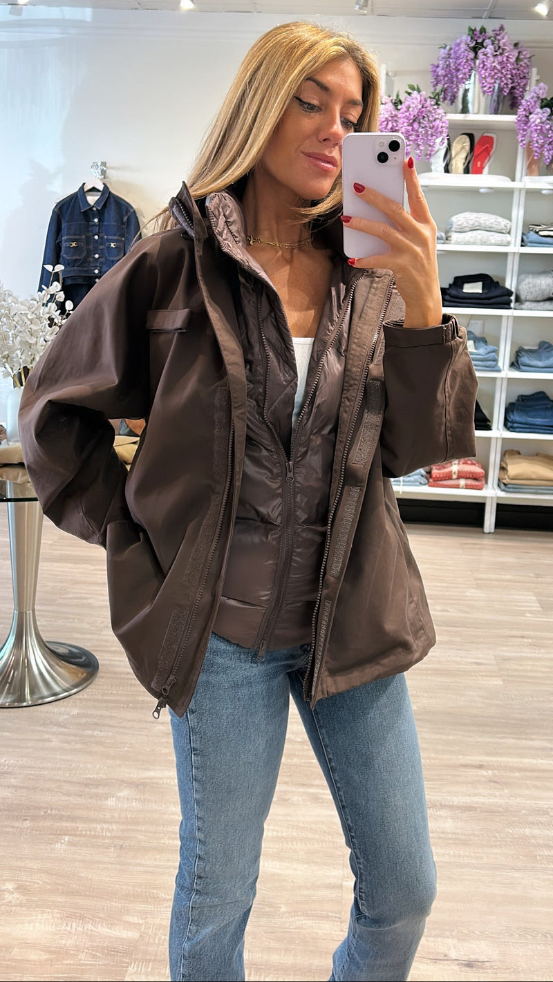 Line and Dot Forest Anorak Jacket in Choco