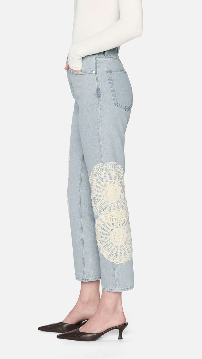 Frame Denim The Crochet High Rise Vertical Crop in Wisp