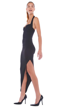 Norma Kamali Cayla Side Drape Gown in Black