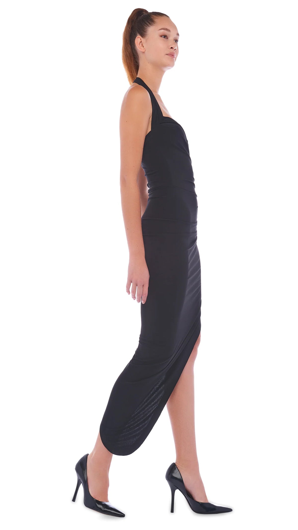 Norma Kamali Cayla Side Drape Gown in Black