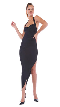 Norma Kamali Cayla Side Drape Gown in Black