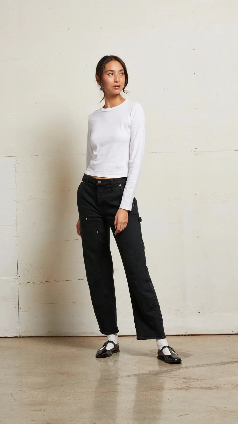 Perfect White Tee Jamie Crew Neck Long Sleeve in White