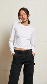 Perfect White Tee Jamie Crew Neck Long Sleeve in White