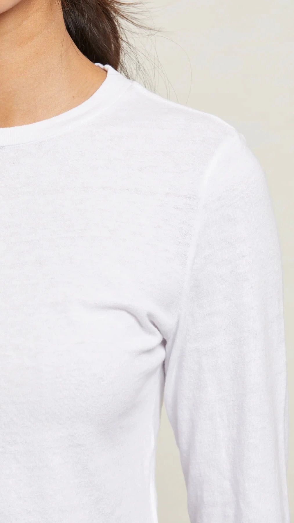 Perfect White Tee Jamie Crew Neck Long Sleeve in White