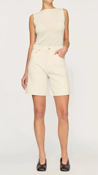 DL1961 Denim Taylor High Rise Shorts in Flax