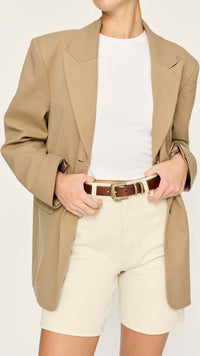 DL1961 Denim Taylor High Rise Shorts in Flax