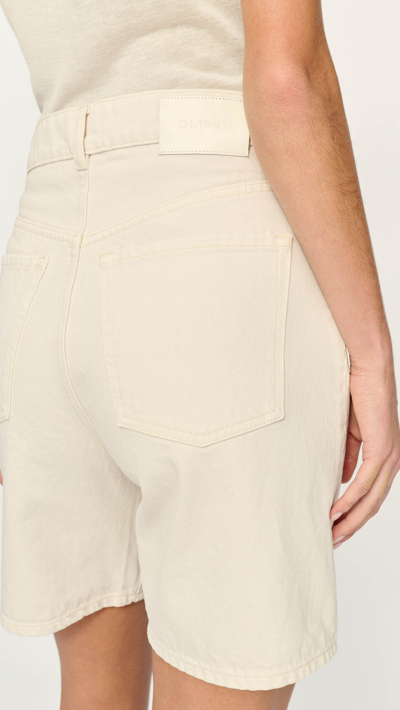 DL1961 Denim Taylor High Rise Shorts in Flax
