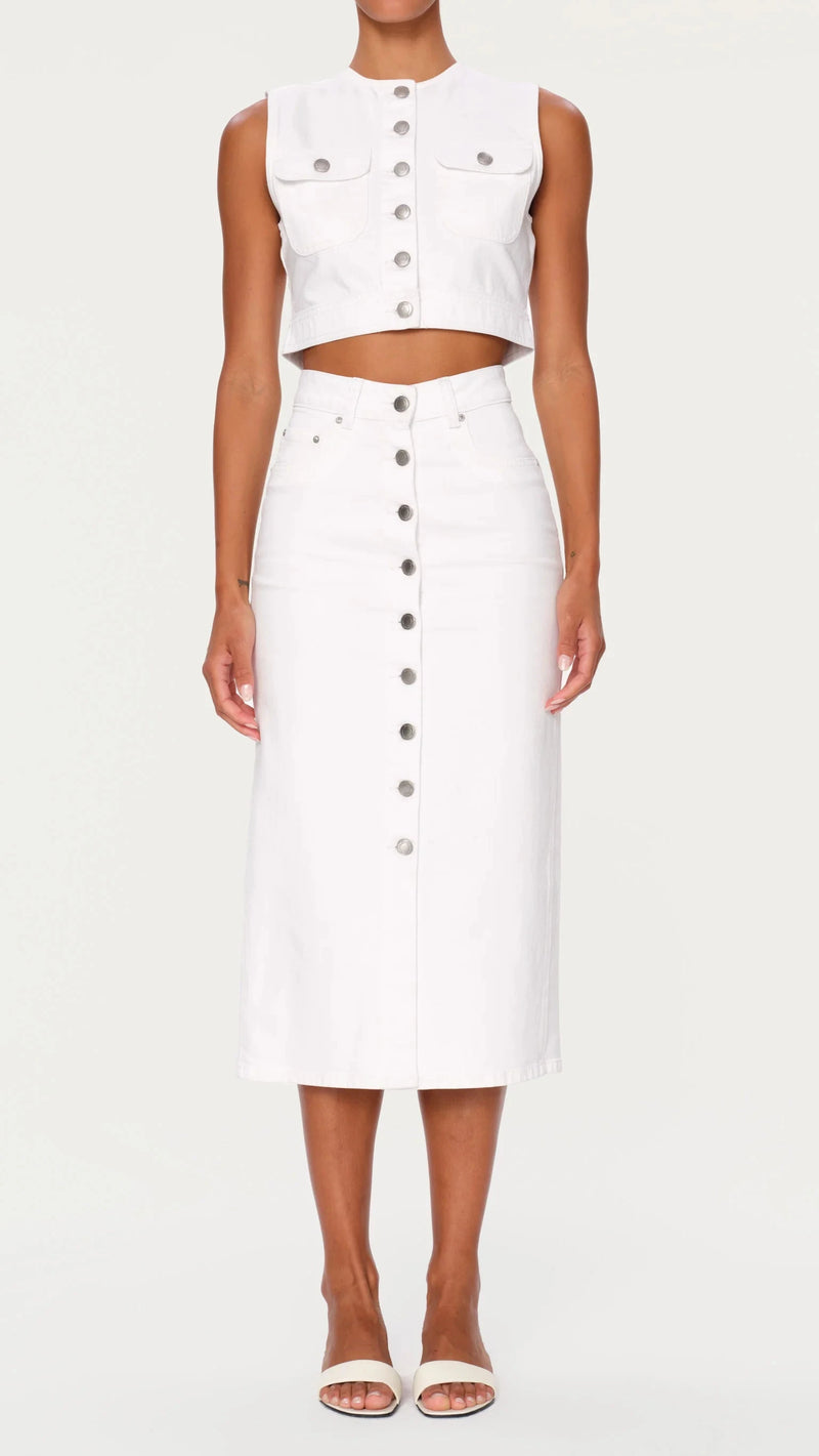 DL1961 Denim Vest Cropped in White