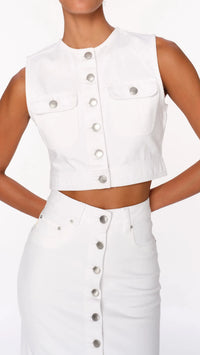 DL1961 Denim Vest Cropped in White