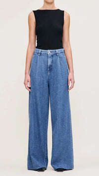 DL1961 Denim Hepburn High Rise Wide Leg Pleated 32" in Great Falls