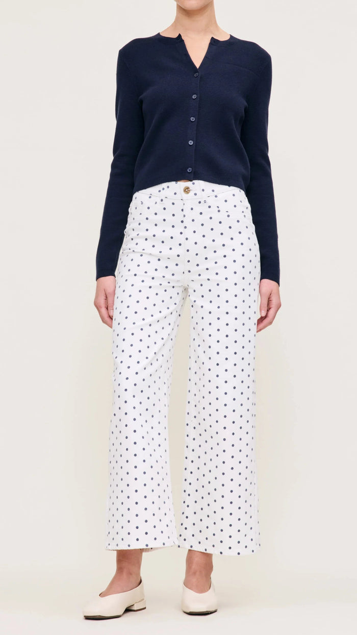 DL1961 Denim Hepburn High Rise Wide Leg 27" in Marine Dot